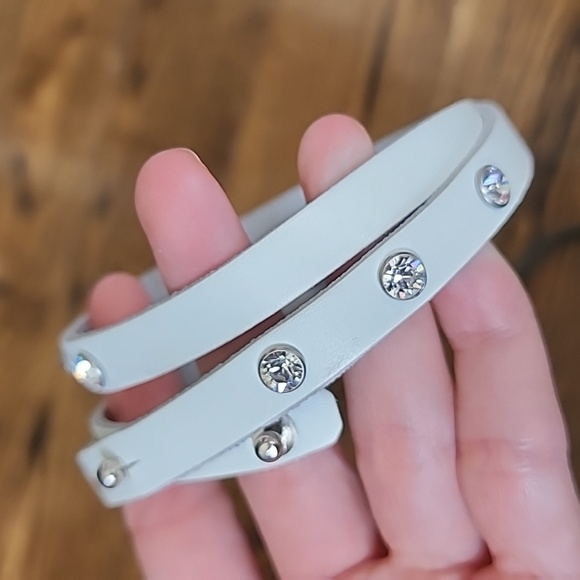 Set of 2 Swarovski Crystalized Leather Wrap Bracelets, Black and White - Picture 2 of 8